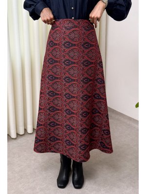 Salih Çelebi Bordo Otantik Desen Etek