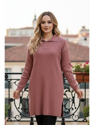 Neva Style Fitilli Gül Kurusu Triko Kazak Tunik 65903gk2