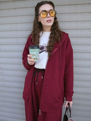 Ceylan Otantik Bordo İplik Basic Hırka