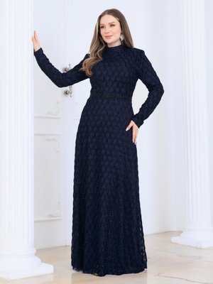 Elben Moda Lacivert Abiye Elbise