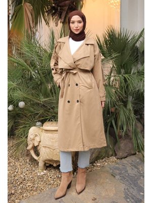 İmaj Butik Vizon Kruvaze Yaka Astarlı Trençkot