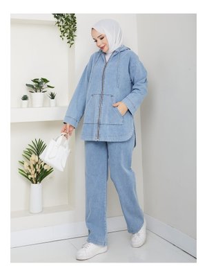 Pamuk Butik Pantolonlu İkili Salaş Kot Takım