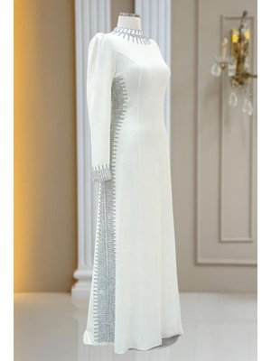 Amine Hüma Ekru Sıla Abiye Elbise