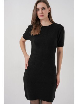 Bigdart Siyah Kısa Kol Triko Elbise
