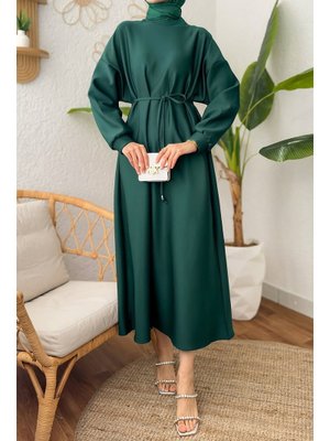 Salih Çelebi Zümrüt Yeşili Elegance Scuba Elbise