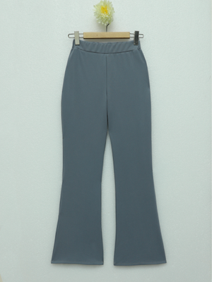 Podyumplus Gri İthal Kumaş İspanyol Paça Pantolon