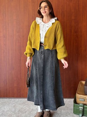 Ceylan Otantik Antrasit Kot Kloş Etek