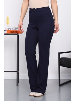 İmaj Butik Lacivert Çimalı İspanyol Paça Pantolon