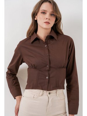 Bigdart Kahverengi Slim Fit Poplin Gömlek