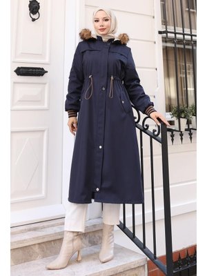 MISSVALLE Lacivert Arlena Bondit Kürklü Mont