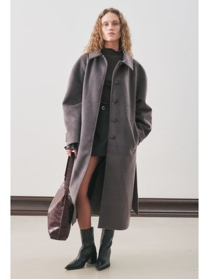 MANUKA Antrasit Premıum Kaşe Uzun Kaban