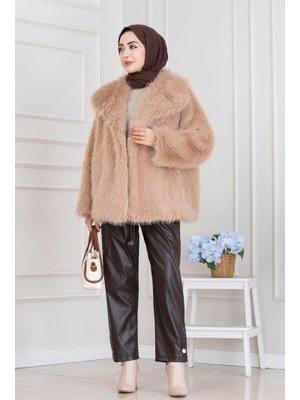 Sevitli Vizon Şal Yaka Cırt Cırtlı Suni Kürk