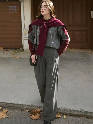 Ceylan Otantik Antrasit Pile Detay Palazzo Pantolon