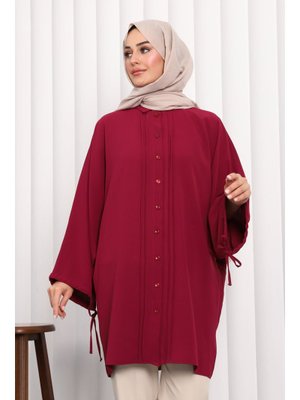 İmaj Butik Bordo Yarasa Kol Linda Tunik