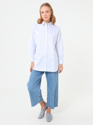 Benin Exclusive Bluz / Gömlek Açık Mavi Çizgili