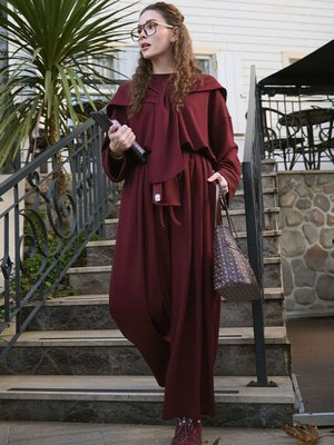 Ceylan Otantik Bordo Oysho Bağlamalı Detaylı Pantolon Takım