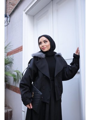 Bwest Siyah Trençkot