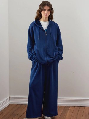 Ceylan Otantik İplik Uzun Fermuarlı Eşofman Takım İndigo