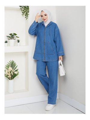 Pamuk Butik Pantolonlu İkili Salaş Kot Takım