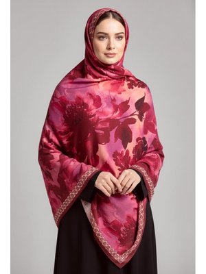 Tofisa Kırmızı Midnight Bloom Serisi Pamuk Şal