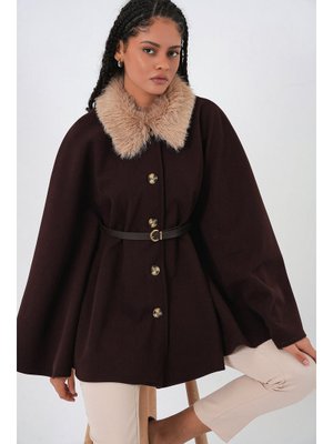 Bigdart Kahverengi Kemerli Kaşe Panço