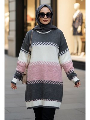 Neva Style Blok Renk Pembe Triko Kazak 8804p