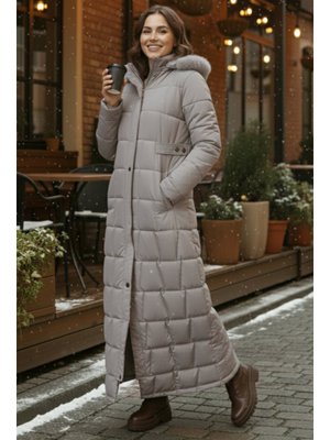 Benguen Bej Kapüşonlu Kapitone Mont