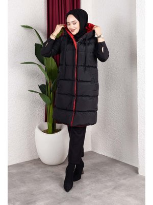 Misskayle Çift Taraflı Kapüşonlu Kırmızı Şişme Yelek