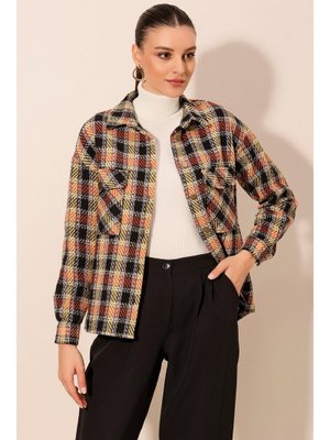 Bigdart B. Kiremit Ekose Desen Oversize Oduncu Gömlek