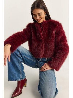 Bianco Lucci Bordo Suni Kürkllü Astarlı Mont
