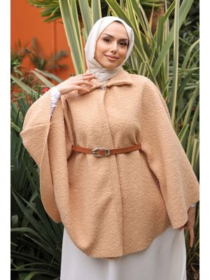 İmaj Butik Vizon Kemerli Buklet Panço