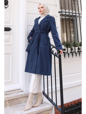 MISSVALLE Lacivert Yasmin Klasik Kaşe Kaban