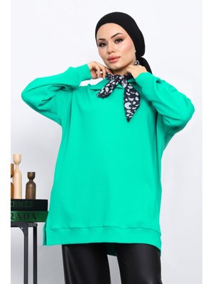 İmaj Butik Yeşil Fular Detaylı Yakalı Tunik