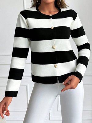 Bigdart Siyah Şeritli Kısa Hırka