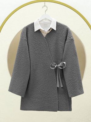 Podyumplus Füme Yandan Bağlamalı Buklet Kimono