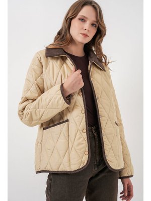 Bigdart Bej Kapitone Oversize Mont