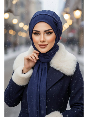 AİŞE TESETTÜR Lacivert Karyağdı Fiyonklu Bere