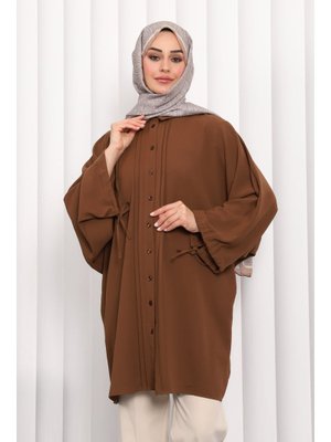 İmaj Butik Kahverengi Yarasa Kol Linda Tunik