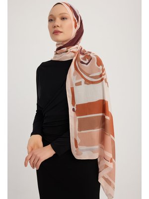 Schaless 70x190 Cm Pastel Yolculuk Kahverengi Efilia Desenli Şal
