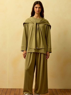 Ceylan Otantik Oysho Bağlamalı Detaylı Pantolon Takım Cağla