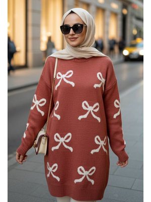 Neva Style Kurdele Desenli Somon Triko Kazak 8754smn