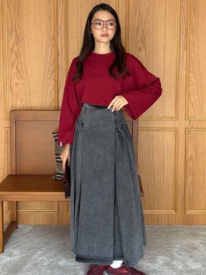 Ceylan Otantik Antrasit Kot Pile Detay Etek