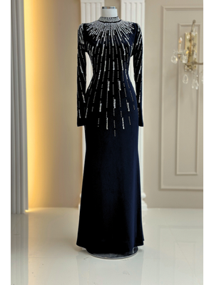 Amine Hüma Siyah Ayla Abiye Elbise