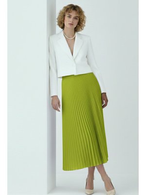 Benguen Yağ Yeşili Piliseli Etek