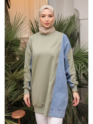 İmaj Butik Haki Kot Garnili Modal Tunik