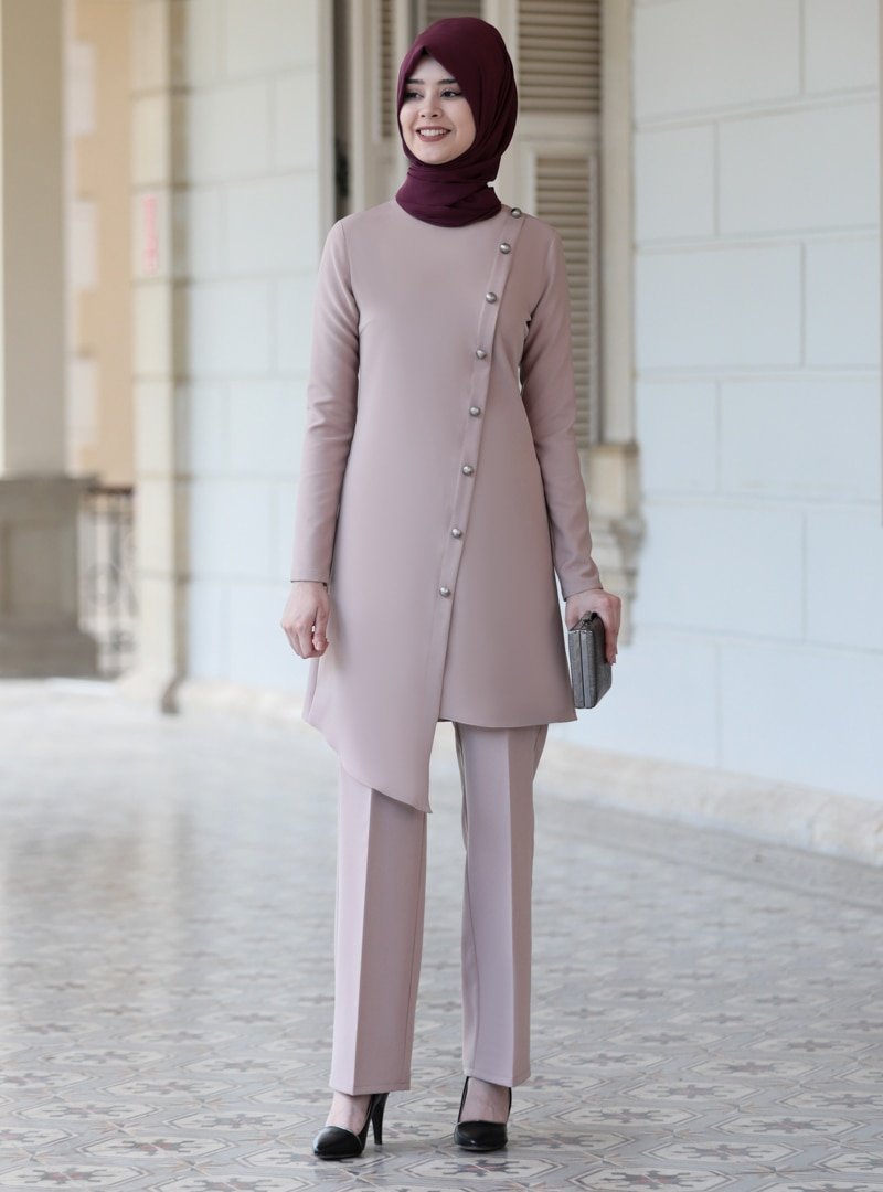 Azra Design Vizon Mısra Tunik&Pantolon Abiye İkili Takım