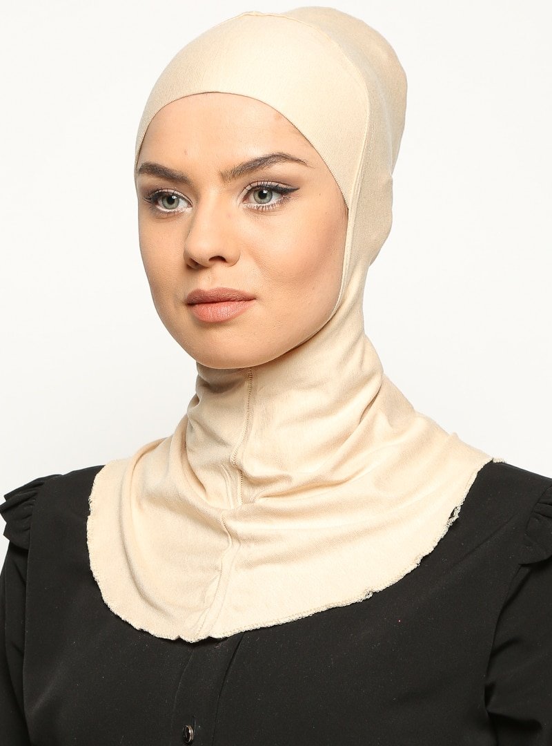 Ecardin Bej Boyunluklu Hijab Bone