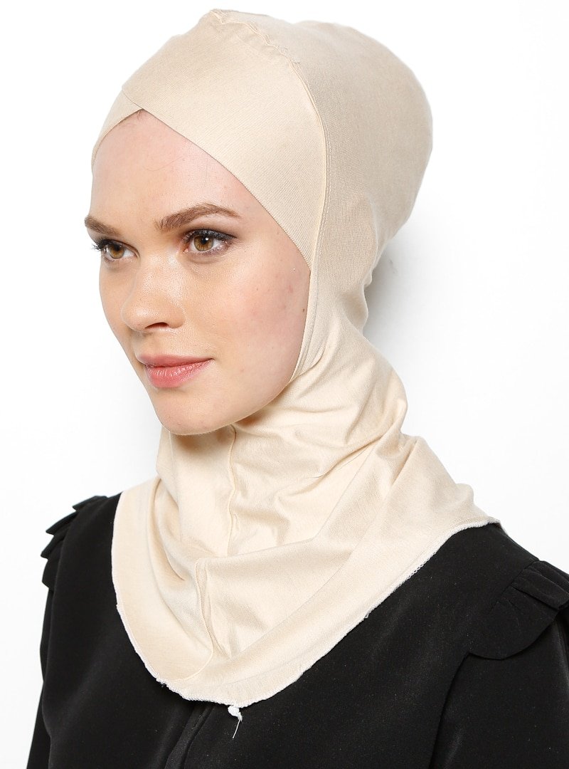Ecardin Bej Büyük Hijab Çapraz Bone