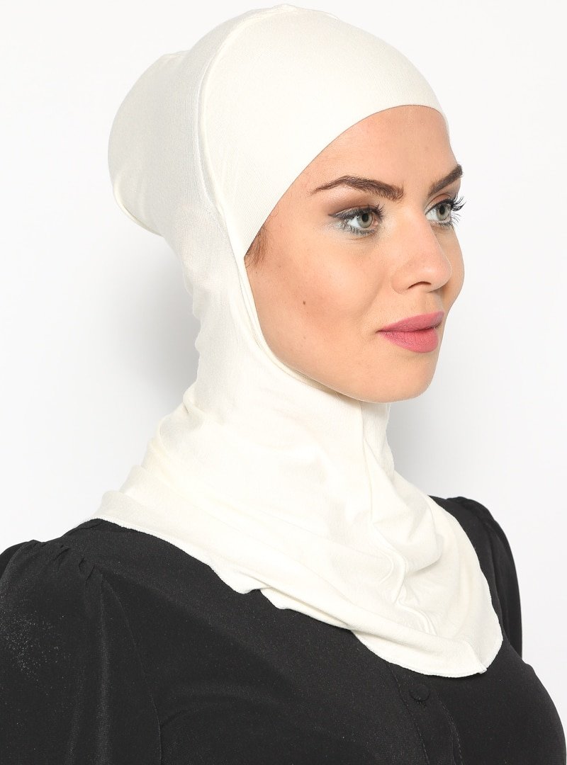 Ecardin Ekru Boyunluklu Hijab Bone