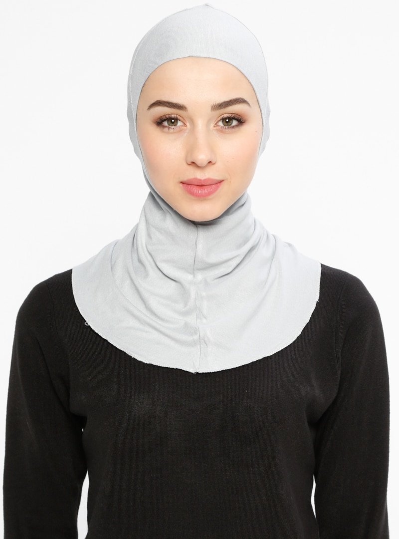 Ecardin Gümüş Gri Boyunluklu Hijab Bone